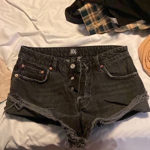 Black denim shorts